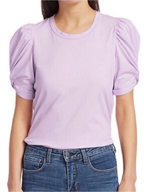 A.L.C Purple Kati Puff Sleeve Cotton Top Size Small